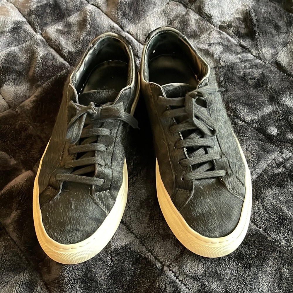 Women’s Black Faux Pony-hair low Common Projects, Size 35